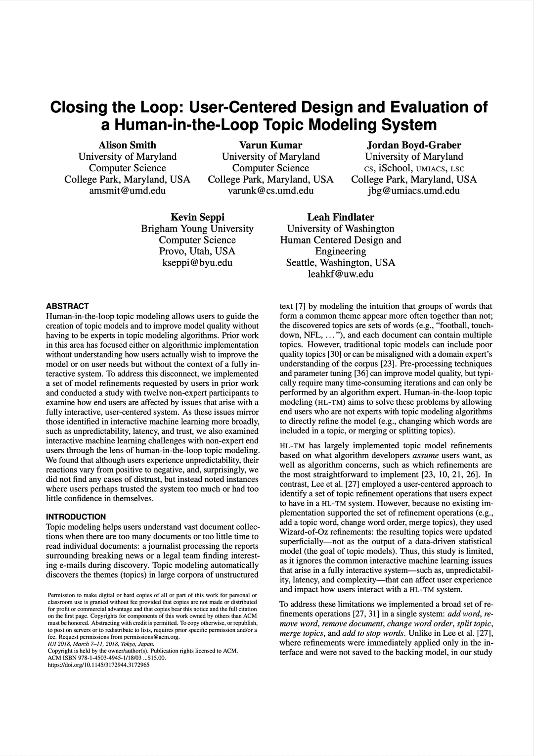 Closing the Loop: User-Centered Design and Evaluation of a Human-in-the-Loop Topic Modeling System