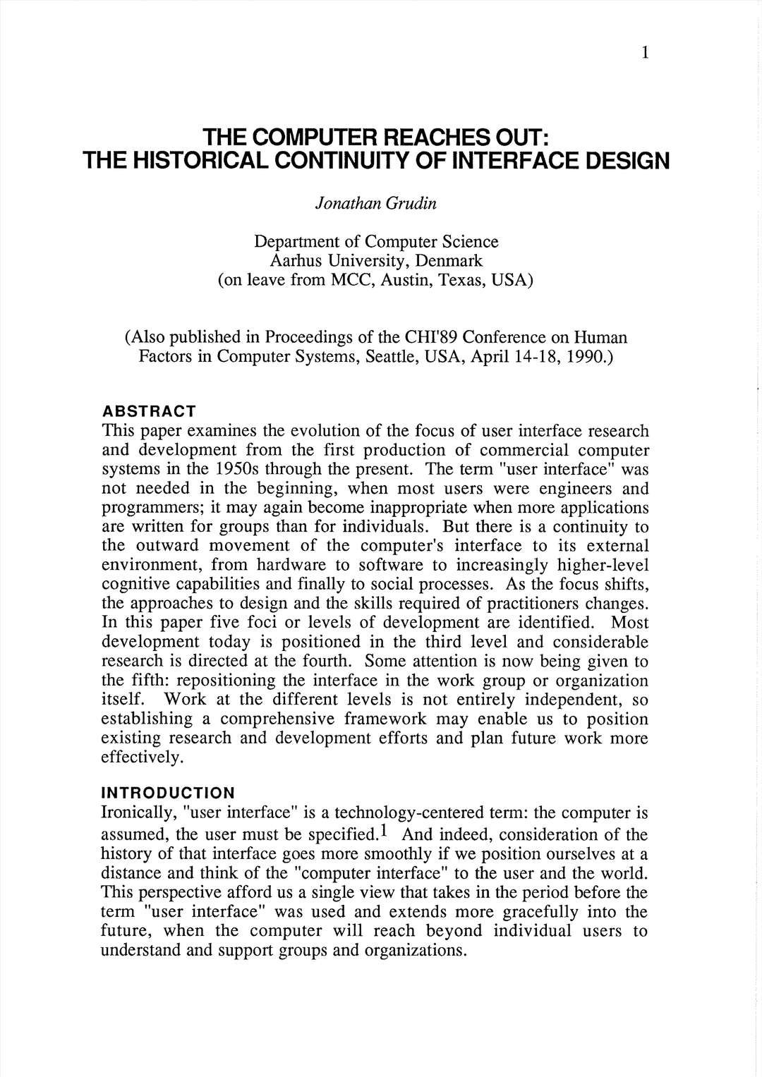 The Computer Reaches Out: The Historical Continuity of User Interface Design