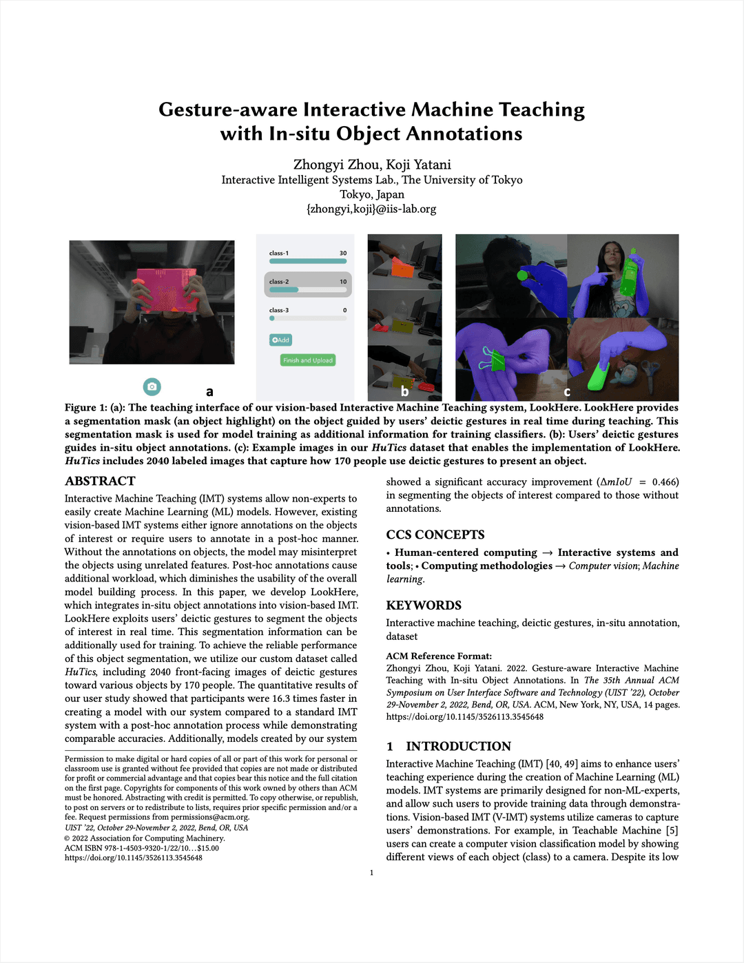 Gesture-aware Interactive Machine Teaching with In-situ Object Annotations