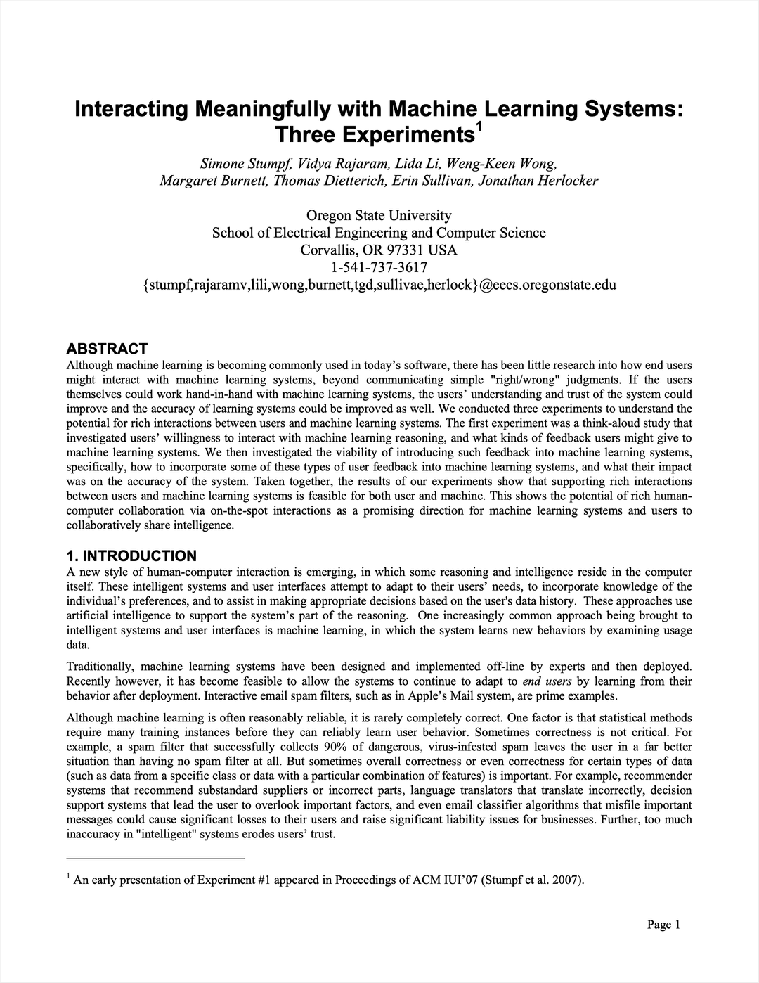 Interacting Meaningfully with Machine Learning Systems: Three Experiments