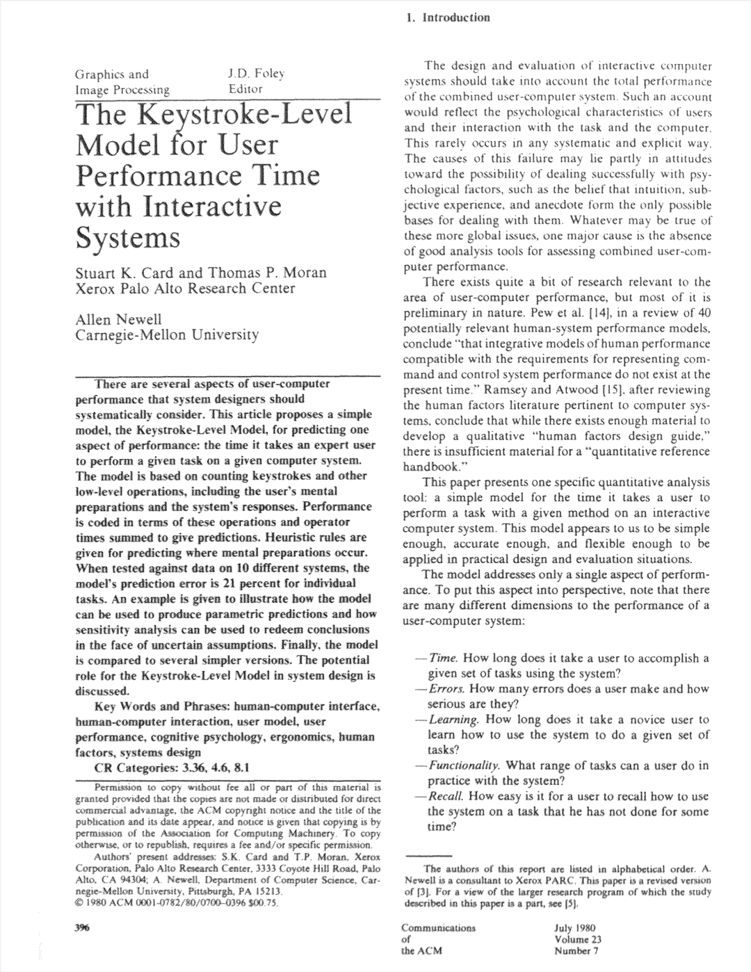 The Keystroke-Level Model for User Performance Time With Interactive Systems