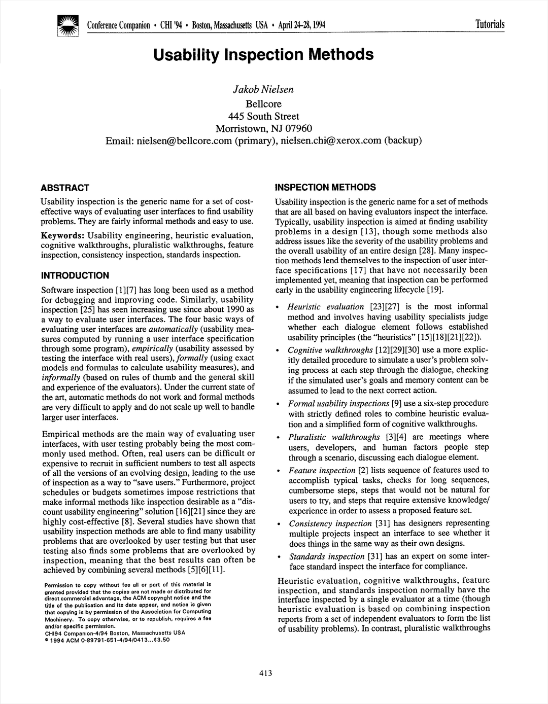 Usability Inspection Methods