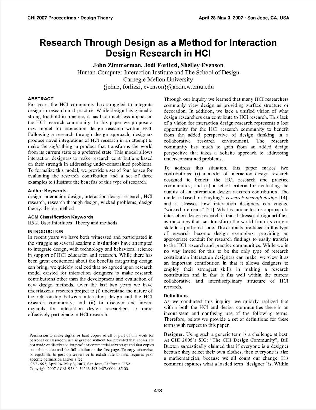 Research through Design as a Method for Interaction Design Research in HCI